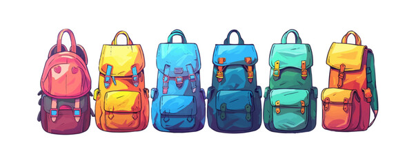 Schoolbags. Cartoon vector illustration