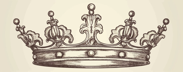 Royal king crown hand drawn sketch Vector illustration