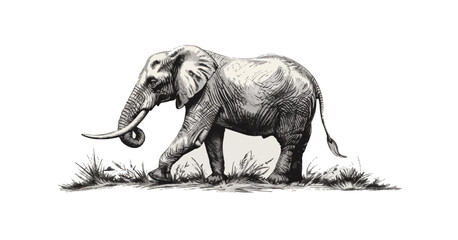 Fototapeta premium Elephant | Minimalist and Simple Line White background - Vector illustration