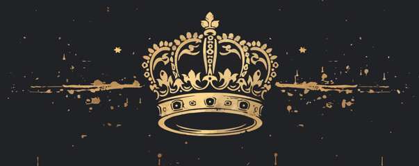 Royal king lion crown simple logo in black color ::1 vector without text
