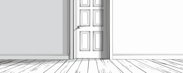 Door | Minimalist and Simple Line White background - Vector illustration