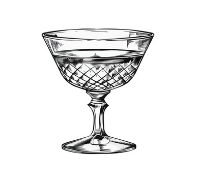 Glass crystal goblet hand drawn sketch Vector illustration