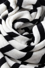 Striped fabric texture in white and black, fashion cloth design swatch - 791389945