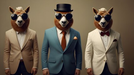 cat and other mysterious animals are appearing as gangster. cats in suit. looking like gentlemen.