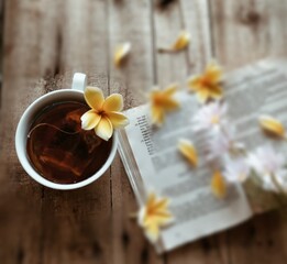 Cup of tea and flowers