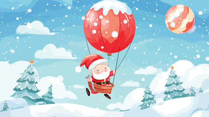 Cute baby santa flying with air balloon for merry 