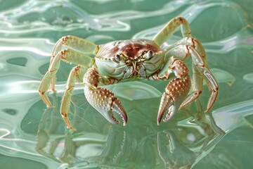 Close up of a crab in the water, Thailand,  Selective focus