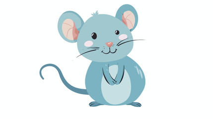 cute blue rat icon isolated on white background. Hand