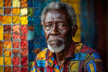 Portrait of a senior African man in traditional clothes,  Portrait of an elderly African man