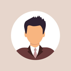 Fototapeta na wymiar Vector flat illustration. Stylish profile of a man. Avatar, user profile, person icon, silhouette, profile picture. Suitable for social media profiles, icons, screensavers and as a template.