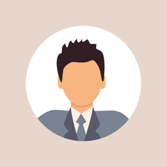 Vector flat illustration. Stylish profile of a man. Avatar, user profile, person icon, silhouette, profile picture. Suitable for social media profiles, icons, screensavers and as a template.