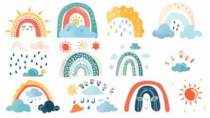 Cute colorful rainbow. Childish flat vector illustration