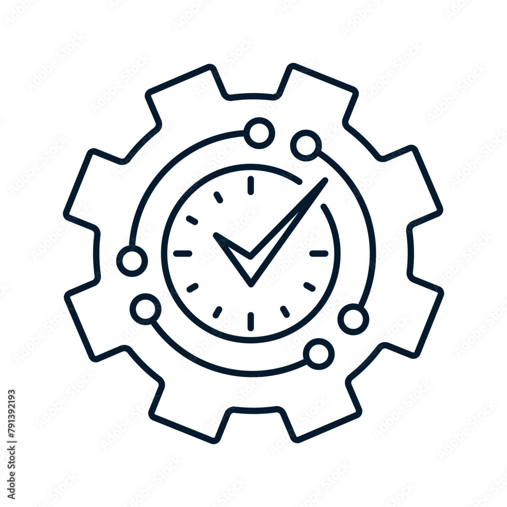 Wall mural software maintenance time. vector linear icon isolated on white background.