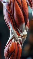 Structure of lower body muscles and tendons. leg muscles anatomy model - obrazy, fototapety, plakaty