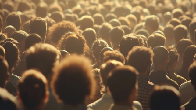 A crowd of people caught up in the moment their individual identities temporarily melded into a larger group consciousness. .