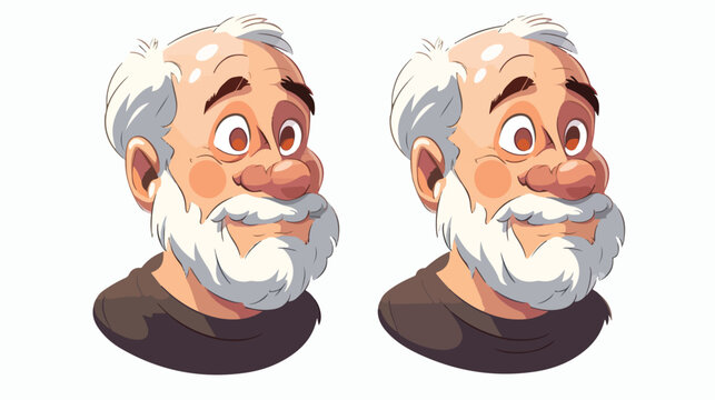 cute grandfather head avatar character Hand drawn sty