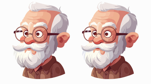cute grandfather head avatar character Hand drawn sty
