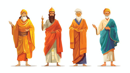 Set of Four religion people. Different characters col