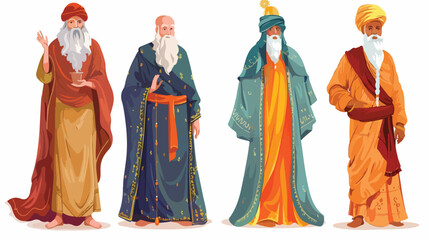 Set of Four religion people. Different characters col