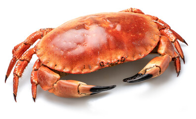 Edible brown cooked crab isolated on white background.