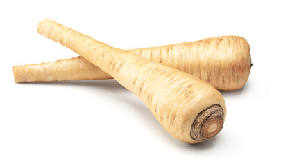 Parsnip root isolated on white background. clipping path - obrazy, fototapety, plakaty