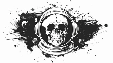 dead skull astronaut black and white illustration 