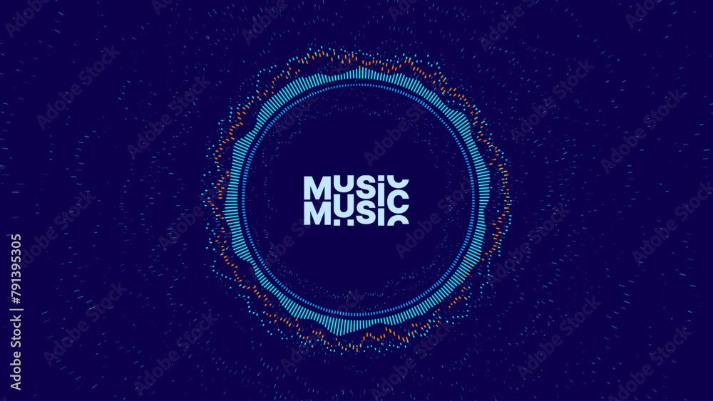Aufkleber Abstract Sound Wave Circle Round EQ Background. Digital Music BG. Dynamic Music Wavy Lines Flow. Digital Equalizer. Round Sound Data Visualization. Abstract Vector Background.