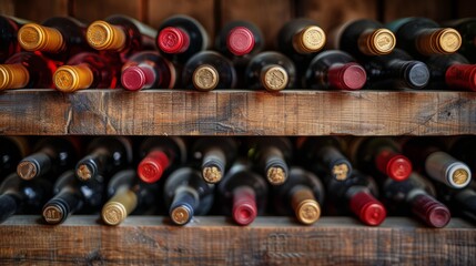An abundant collection of wine bottles rests in the cellar, their labels a silent murmur of stories steeped in tradition and time.