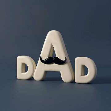  3d rendered photos of word ''DAD'' with moustaches made with generative AI