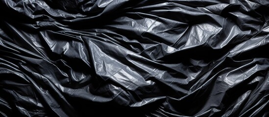 Wrinkled plastic wrap texture on a black background