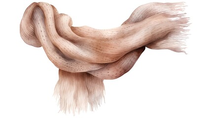 Warm scarf isolated on white background. Female accessory. Watercolor illustration. - obrazy, fototapety, plakaty