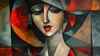 Elegant Cubist Composition: Modern Portrait of a Woman