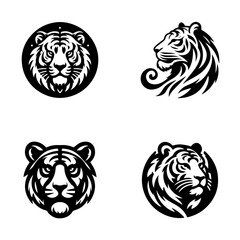 Vector tiger head B&W.