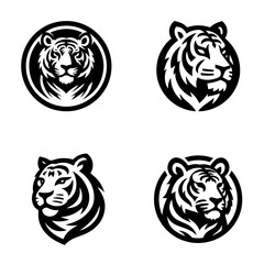 Vector tiger head B&W.