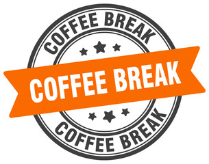 coffee break stamp. coffee break label on transparent background. round sign