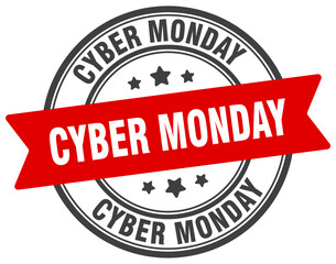 cyber monday stamp. cyber monday label on transparent background. round sign