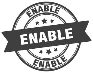 enable stamp. enable label on transparent background. round sign