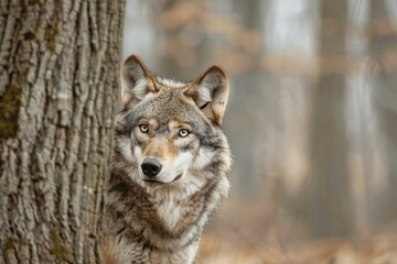 Naklejka na ściany i meble Portrait of a gray wolf (Canis lupus)