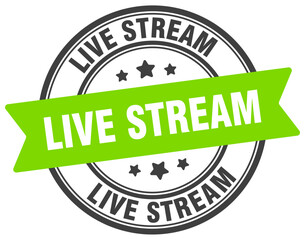 live stream stamp. live stream label on transparent background. round sign