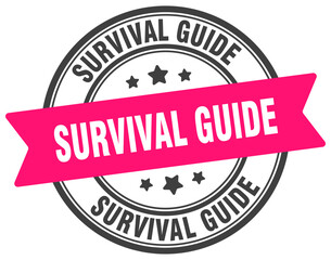 survival guide stamp. survival guide label on transparent background. round sign