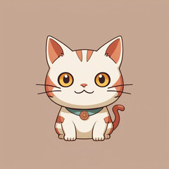 Obraz premium Adorable Illustrated Orange and White Cat Sitting With a Cute Expression