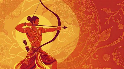 vector illustration suitable for ram navami with lord rama with a bow and arrow