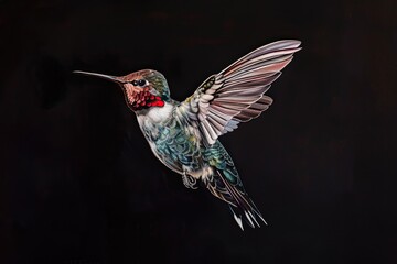 Fototapeta premium Black Background Anna's Hummingbird