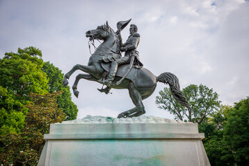 Clark Mills' equestrian statue of President Andrew Jackson in Lafayette Square
