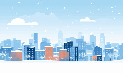 Obraz premium Snowy Cityscapes vector flat minimalistic isolated vector style illustratio
