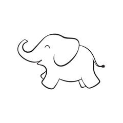 Continuous one line drawing of a cute elephant. Elephant line art vector illustration. animal for kids concept. Editable outline or stroke.