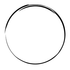 Fototapeta na wymiar brush stroke frame circle design element transparent, basic shape circle frame brush stroke black