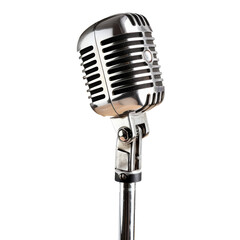 Professional stage microphone, isolated on transparent background. 