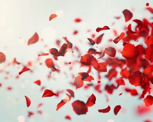 Abstract 3D image of red rose petals sprinkled in a beautiful order - 1