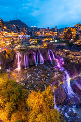 Beautiful landscape at the Furong old Town with lighting waterfall, The famous tourist destination at Hunan Province, China - 791403977